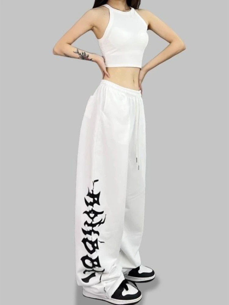 Style américain cordon pantalons de survêtement pantalons à jambes larges femmes danse de rue Hip-hop Sport pantalon rétro décontracté Streetwear Baggy pantalon