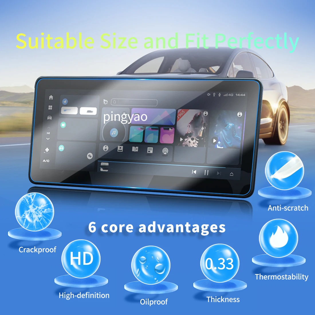 Car Sticker Screen Protector Navigation Display Tempered Glass Protective Film Car Vehicle For GMW 26 POER