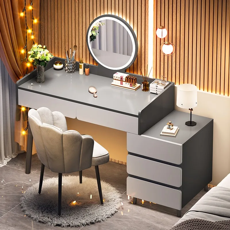 

Organizer Vanity Dressing Table Chair Light Mirror Simple Storage Dressing Table Nordic Bedroom Mueble Tocador Home Furniture