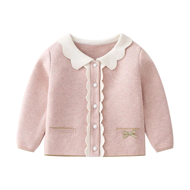 2023 Autumn Baby Girl Knitted Cardigan + Skirt Set Pink Long Sleeve Fashion Girls Outfits