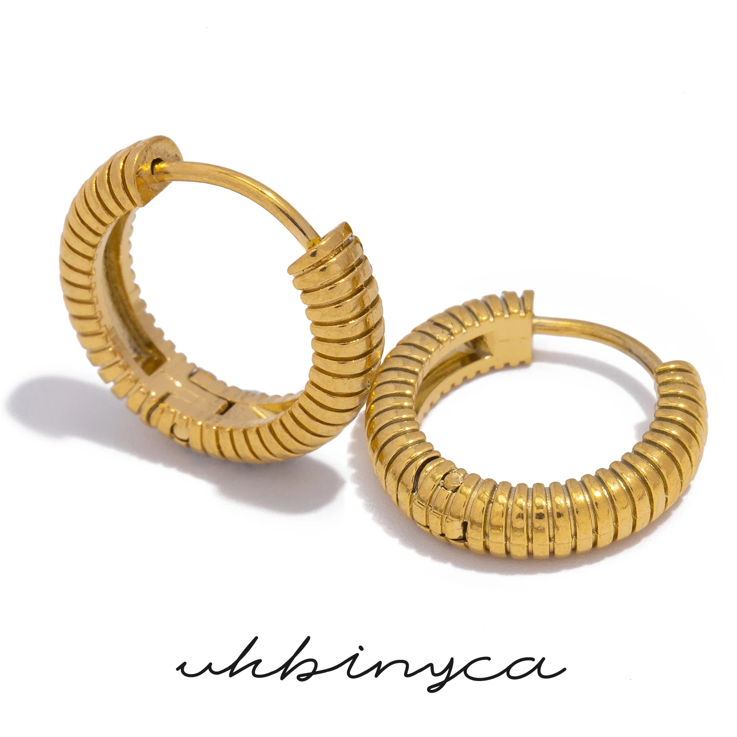 Creolen aus 18 Karat vergoldetem Edelstahl, 15 x 15 mm, Unisex, klassischer, minimalistischer, hypoallergener Schmuck, Geschenk