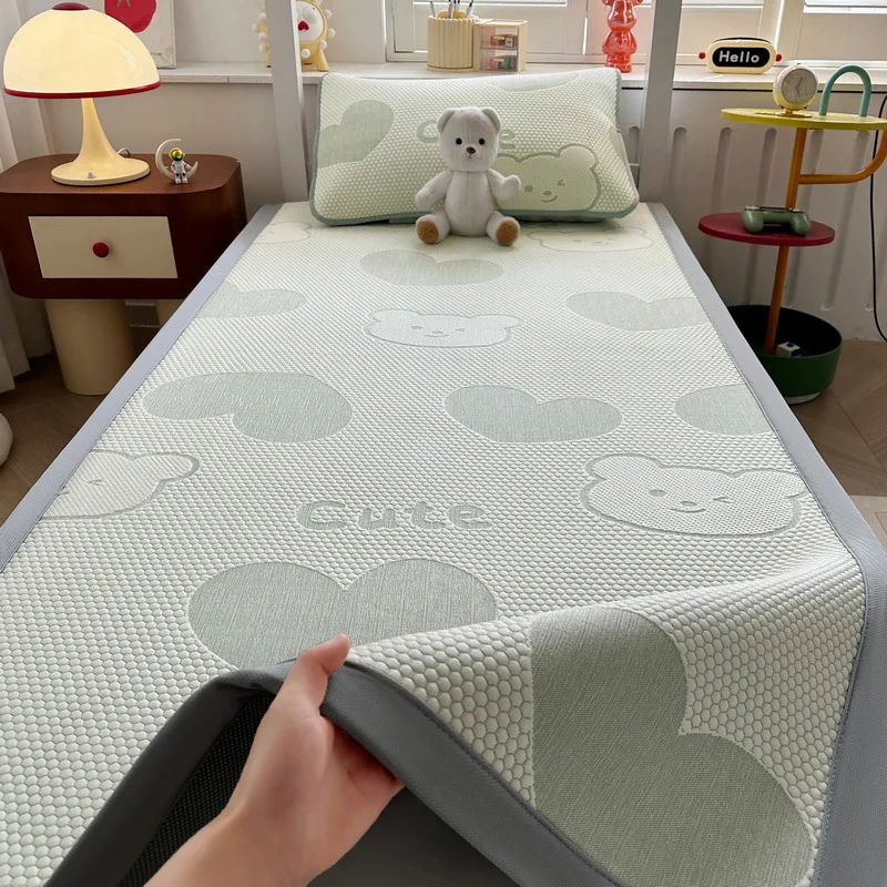 Ice Bean Bean Cool Mat Three-Piece Set Single Person Dormitory Bedding Machine Washable Student Polyester Fiber Foldable Mat