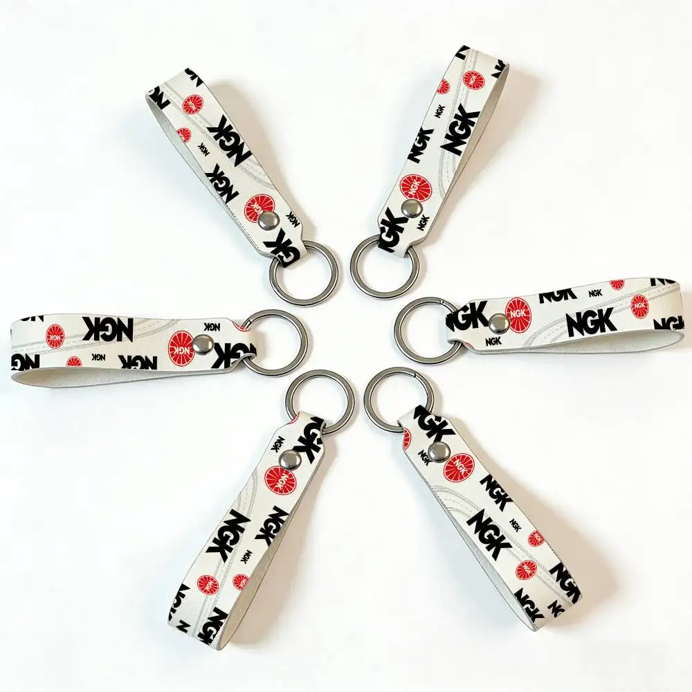 For Ngk Soft PU Leather Motorcycle Keychain Lightweight Key Holder For Scooter Racing