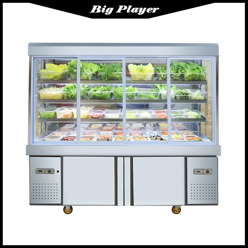 

Fresh Keeping Cabinet, Vertical Refrigerator Storage and Ordering Cabi Malatang Display Cabinet Commercial Glass Refrigerator