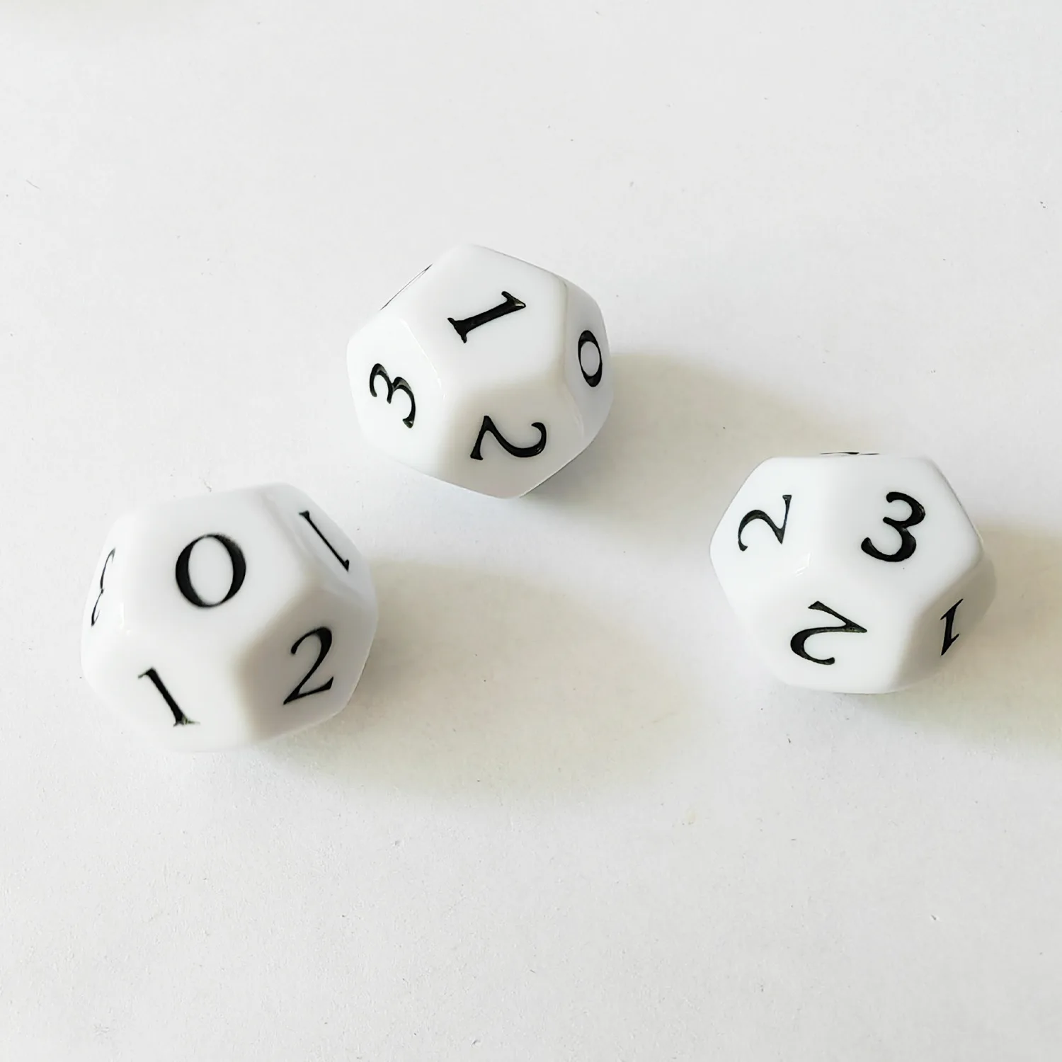 12-side acrílico dice jogo acessórios, 22mm, 0-3, conjunto de 5 peças