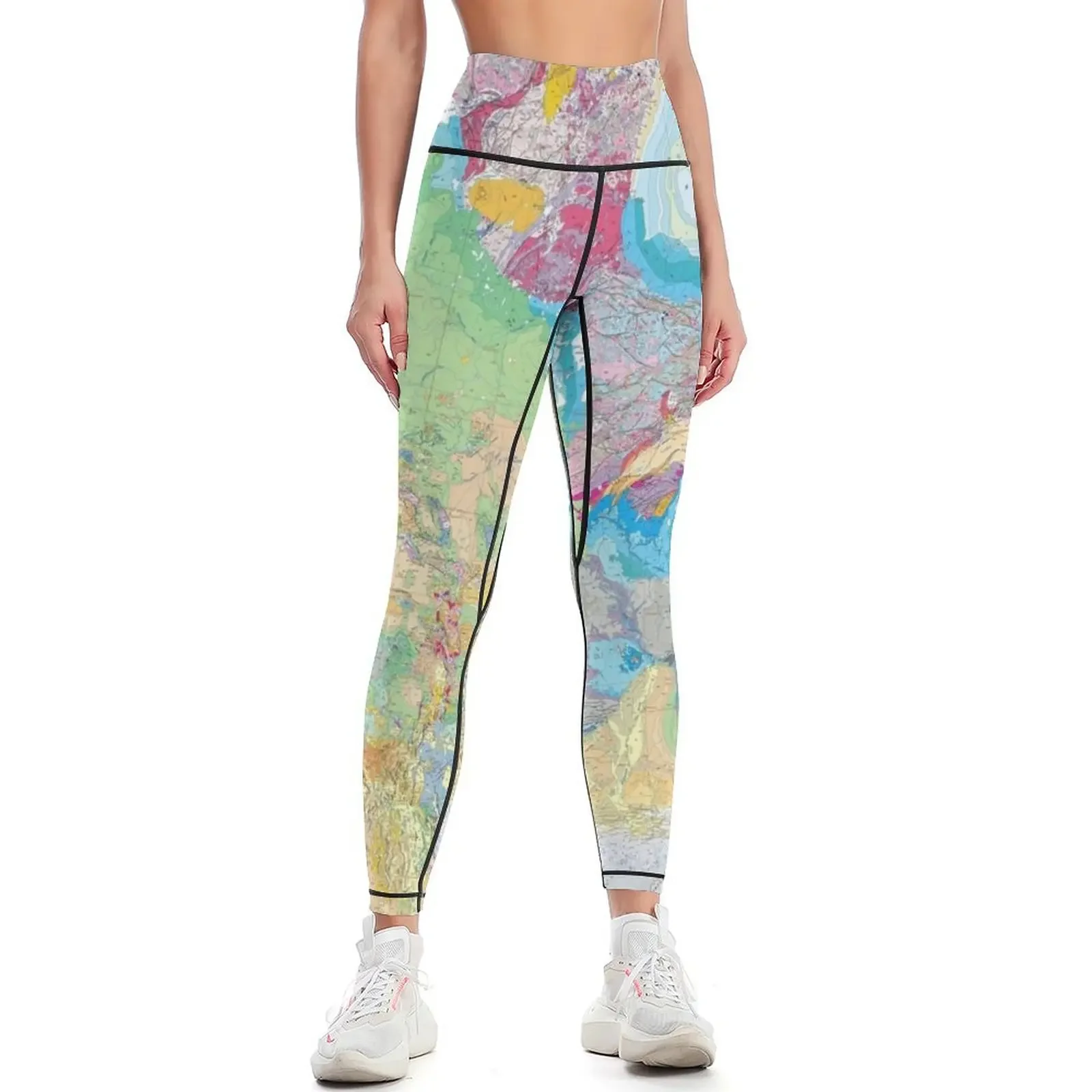

USGS Geologic Map of North America Leggings Women's fitness Pants sport Golf wear fitness set gym Womens Leggings