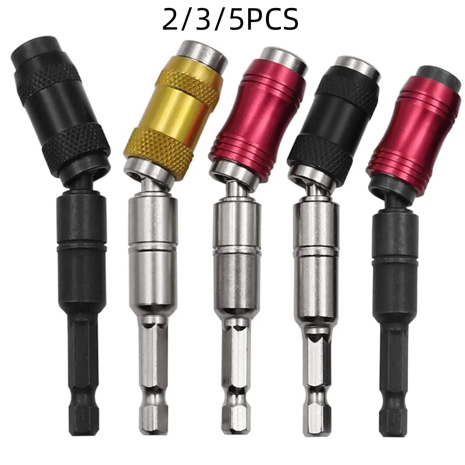 2/3/5PCS Magnetic Pivot Drill Bit Holder Magnetic Pivotable Bit Tip Holder Universal Magnetic Connecting Rod Multiple Angles