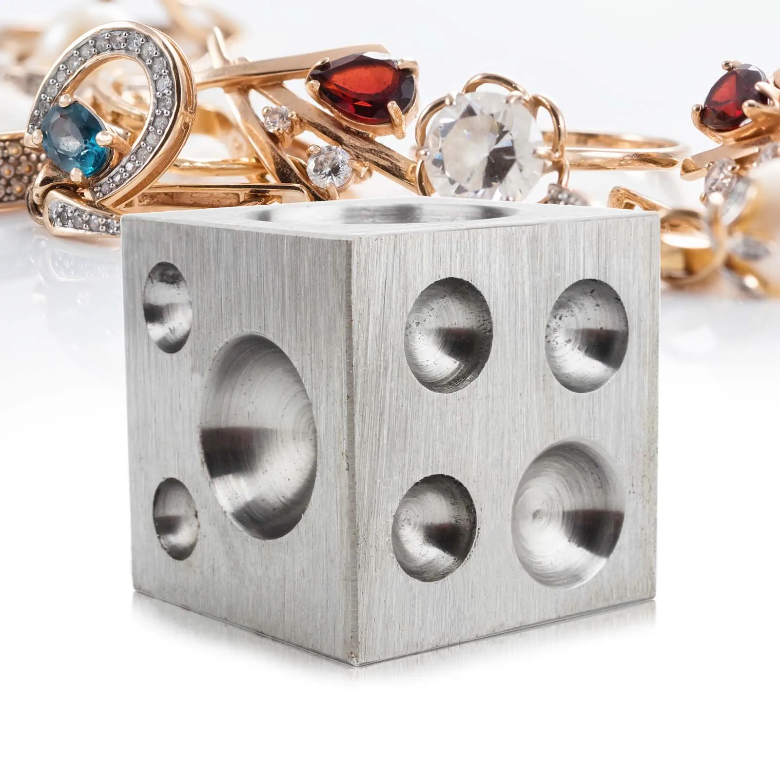 

Dapping Block Square with Polished High Carbon Steel Cavities with 18 Full Round Cavities for Jewelry Making