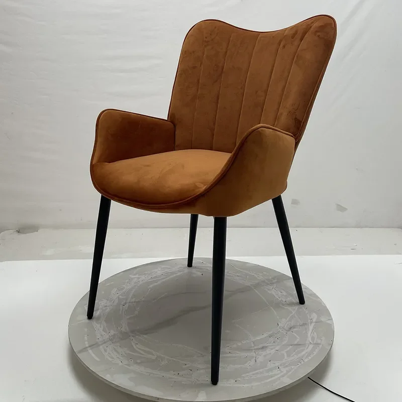 Light Luxury Restaurant Chairs for Home Dining with Lint Cloth Seats Disassemblable Backrests Armrests Leisure Chairs