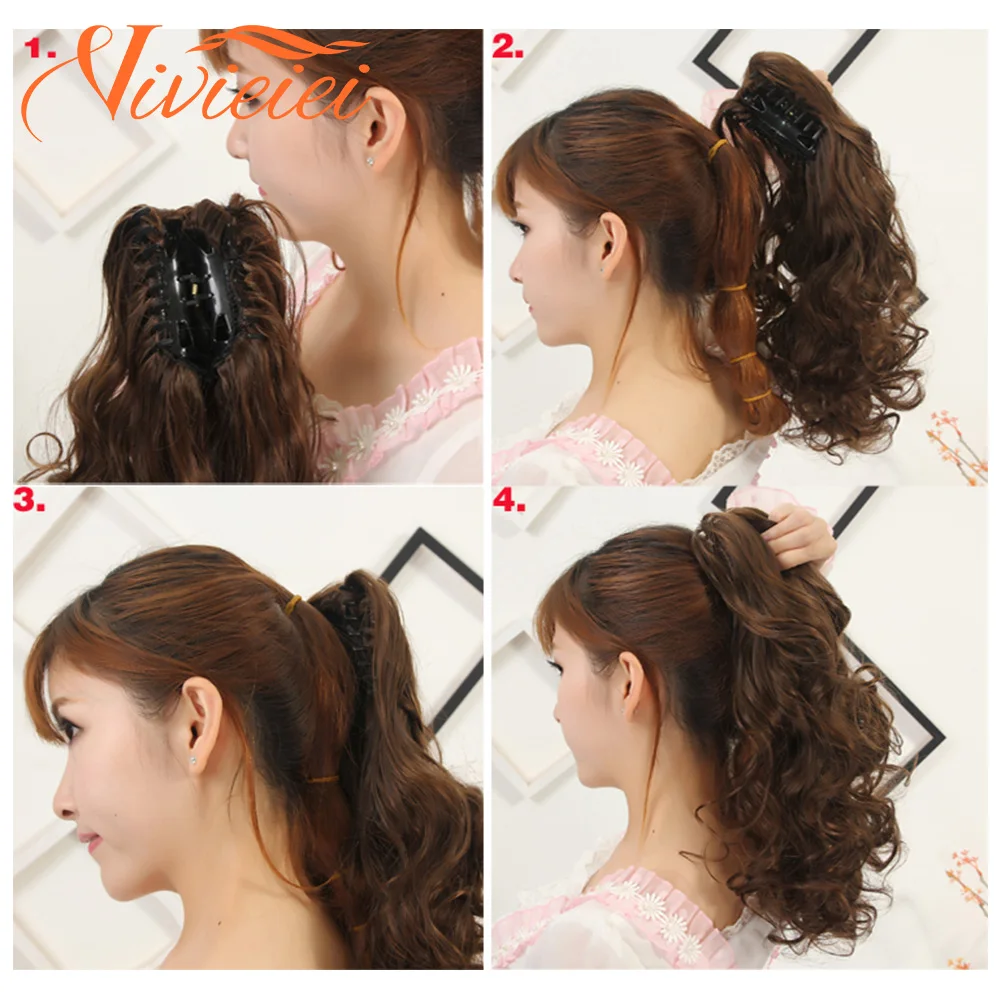 VIVIEIEI Synthetic Claw Clip On Ponytail Hair Extension Ponytail Extension Hair For Women Pony Tail Hairpiece Curly Style 22inch