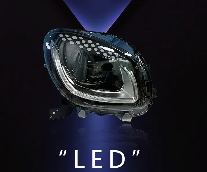 Car LED Headlight for Mercedes-Benz smart 15-19 Angel Eye DRL Daytime Running Light Turn Signal with Blue Night Mode