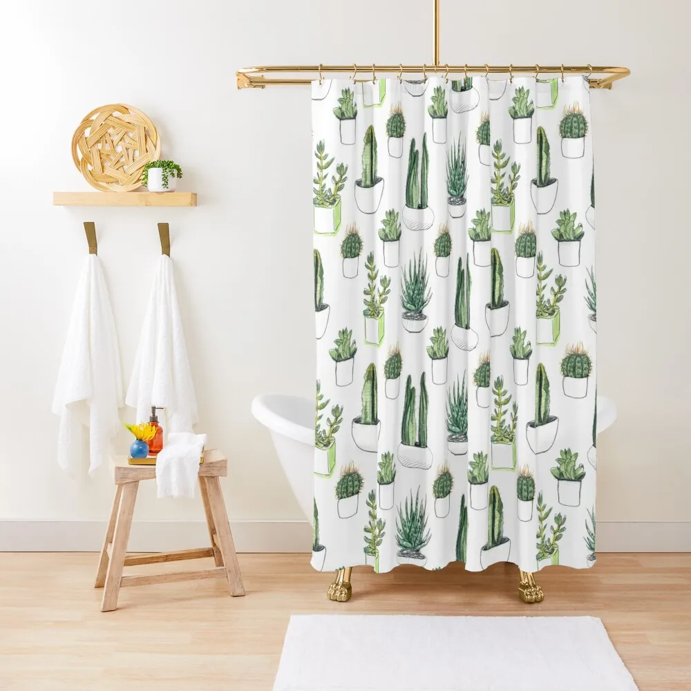 

Watercolour cacti & succulents Shower Curtain Anime Bathroom Modern Bathroom Accessories For Bathroom Shower Curtain