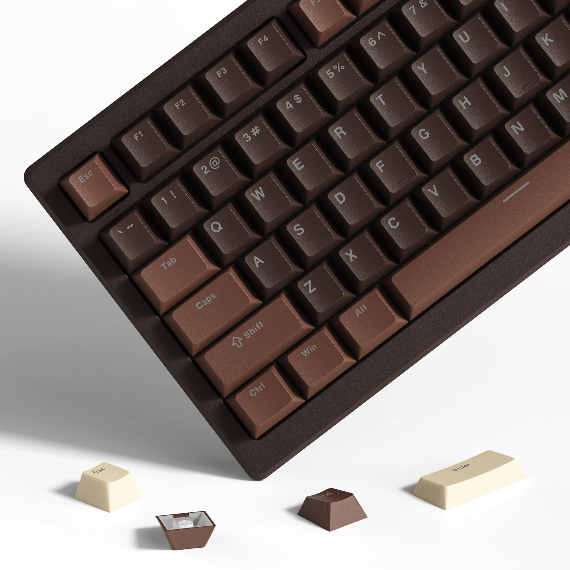 

140 Keys Chocolate PBT Keycap RGB Shine Through Double Shot Keycaps Cherry Profile for MX Switches Mechanical Gaming Keyboard