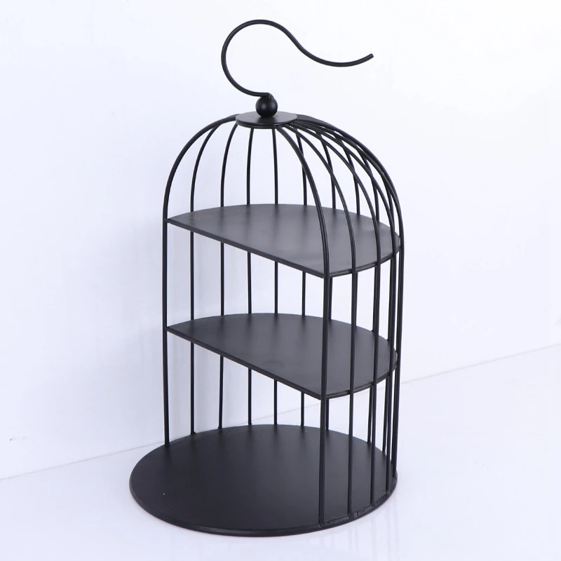 

Cage Food Stand Display Rack Three-Layer Dessert Table Tray Cake Rack Afternoon Tea Center Shelf C
