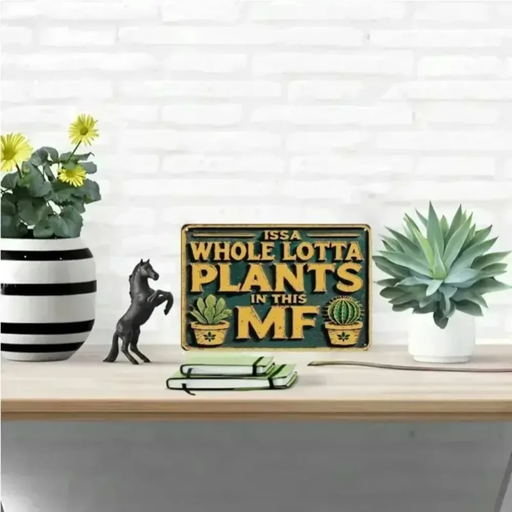 لافتة معدنية عتيقة "ICSA HOLE LOTTA PLANTS IN This MF" - ديكور معلق على الحائط متعدد الوظائف لغرفة النباتات والفناء والمنزل