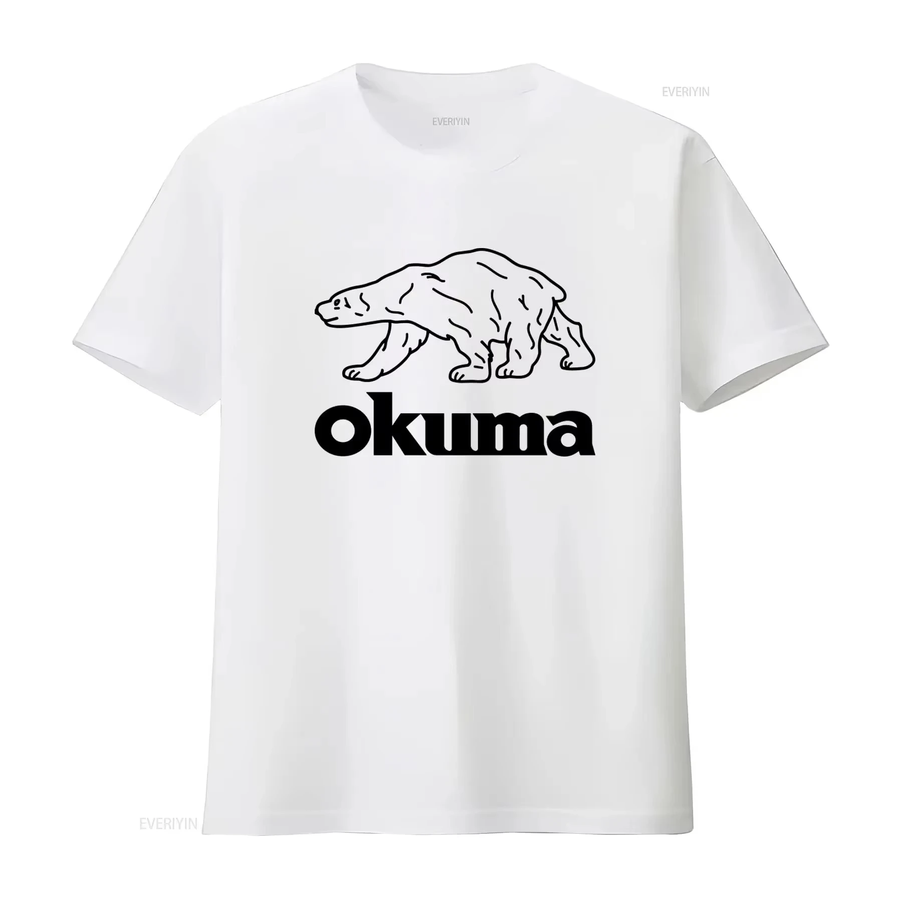 OKUMA Logo Pro Fishing Men's Grey T Shirt Bear Print Size S 5XL Vintage Washed Designer Clothes Soft Comfortable Slightly