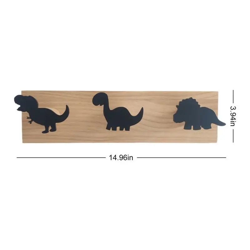 Kids Dinosaur Wall Mounted Coat Hooks Wooden Door Hanger for Boys Bedroom Nursery Playroom Wall Decorations