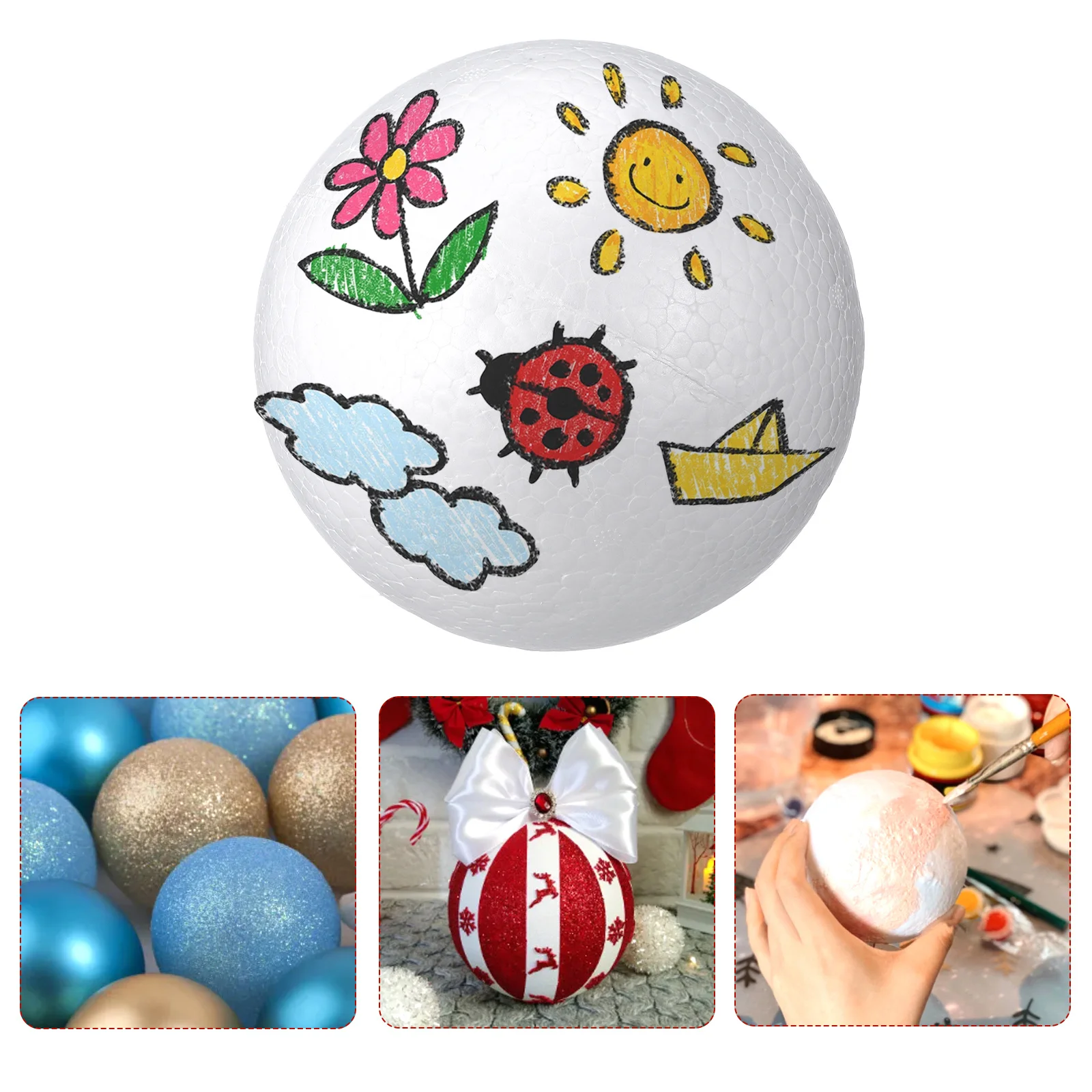 

3pcs 15Cm Christmas Foam Balls White Craft Ball For Diy Ornament Activity Holiday Decorative Props Handicraft