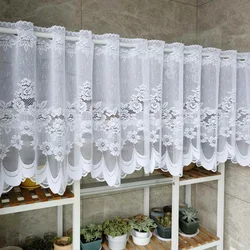 1 Piece Rod Pocket Lace Mesh Short Curtains for Kitchen Door Closet Wardrobe Balcony Small Window Cafes Tie Valance QT030C