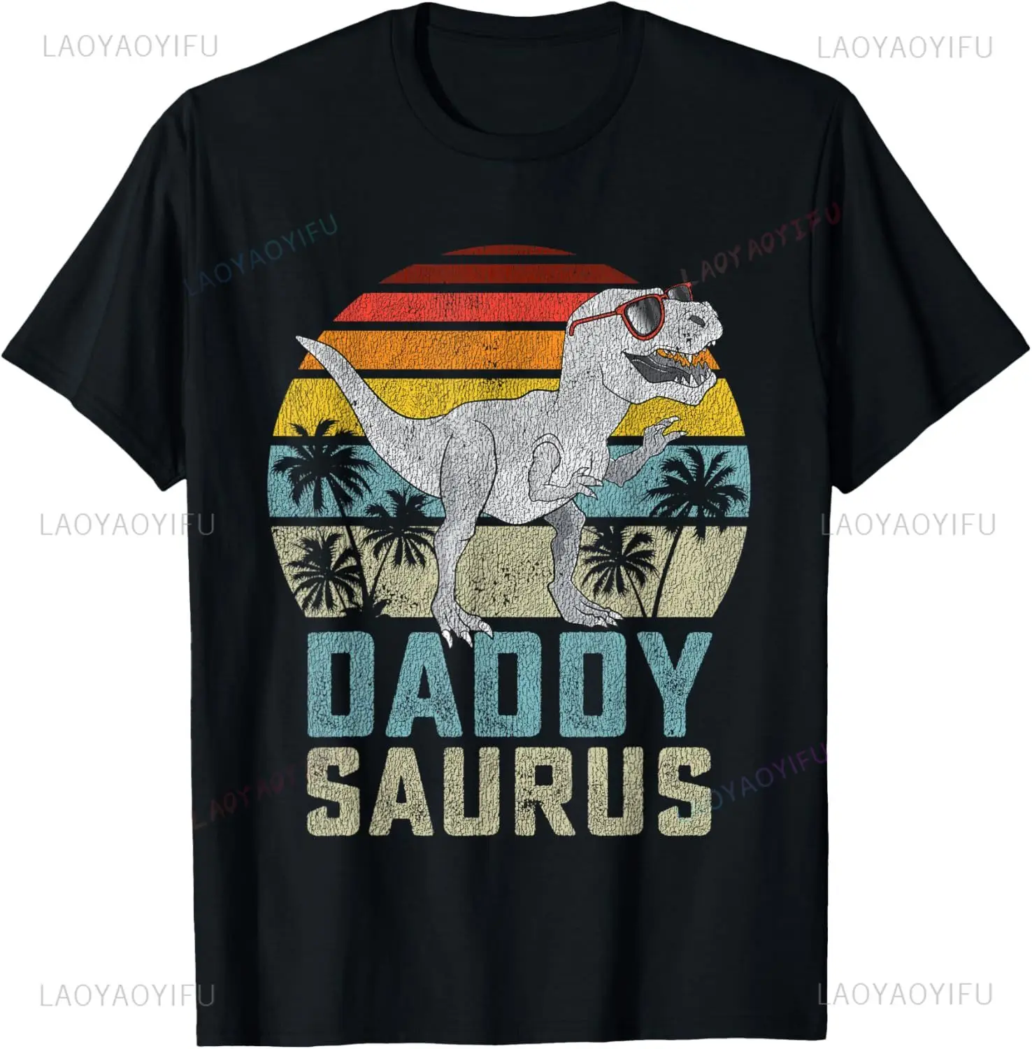 Daddysaurus T Rex Dinosaur Daddy Saurus Family Matching T-Shirt Custom Printed Graphic T Shirts Funny Shir Ropa Hombre