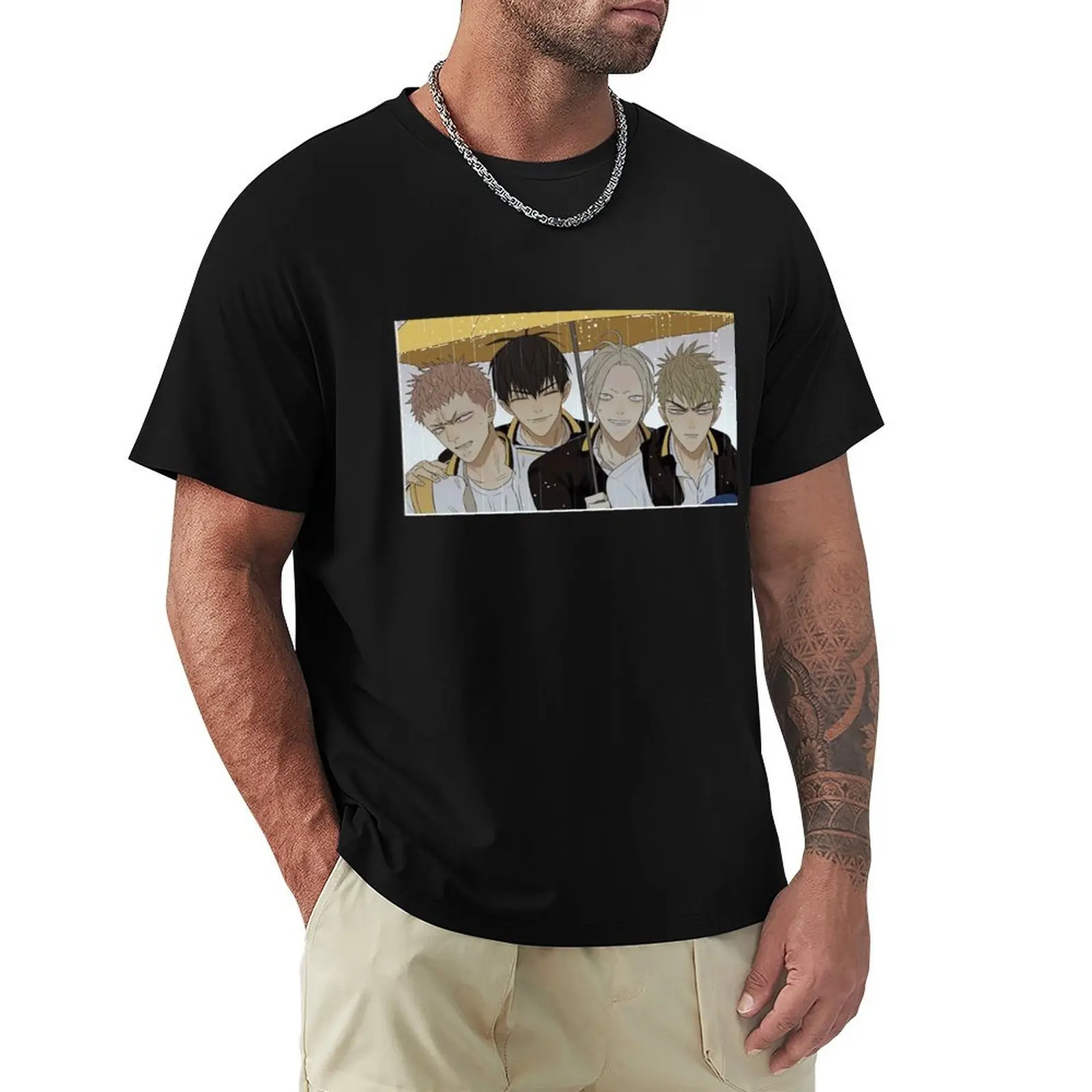 19 days manhwa sticker T-Shirt Basic Plain Tee for Spring and Summer