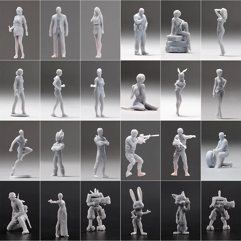 Caja ciega en miniatura sin pintar, figura masculina y femenina, modelo de fotografía callejera, mesa de arena, accesorios de escena para coches, 1/64 1/87