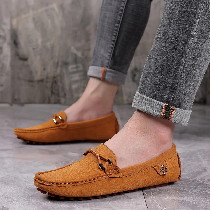 Summer Slip-on Casual Shoes For Men Fashion Designer Suede Brown Man Moccasins Lightweight Men's Loafers Non-slip Driving Shoes