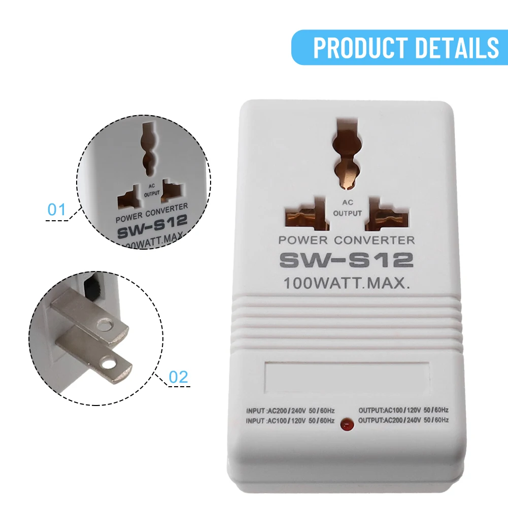 Step Up Or Down Voltage Converter Transformer Travel Adapter 100W 110V/120V To 220V/240V Dual Channel Voltage Converter