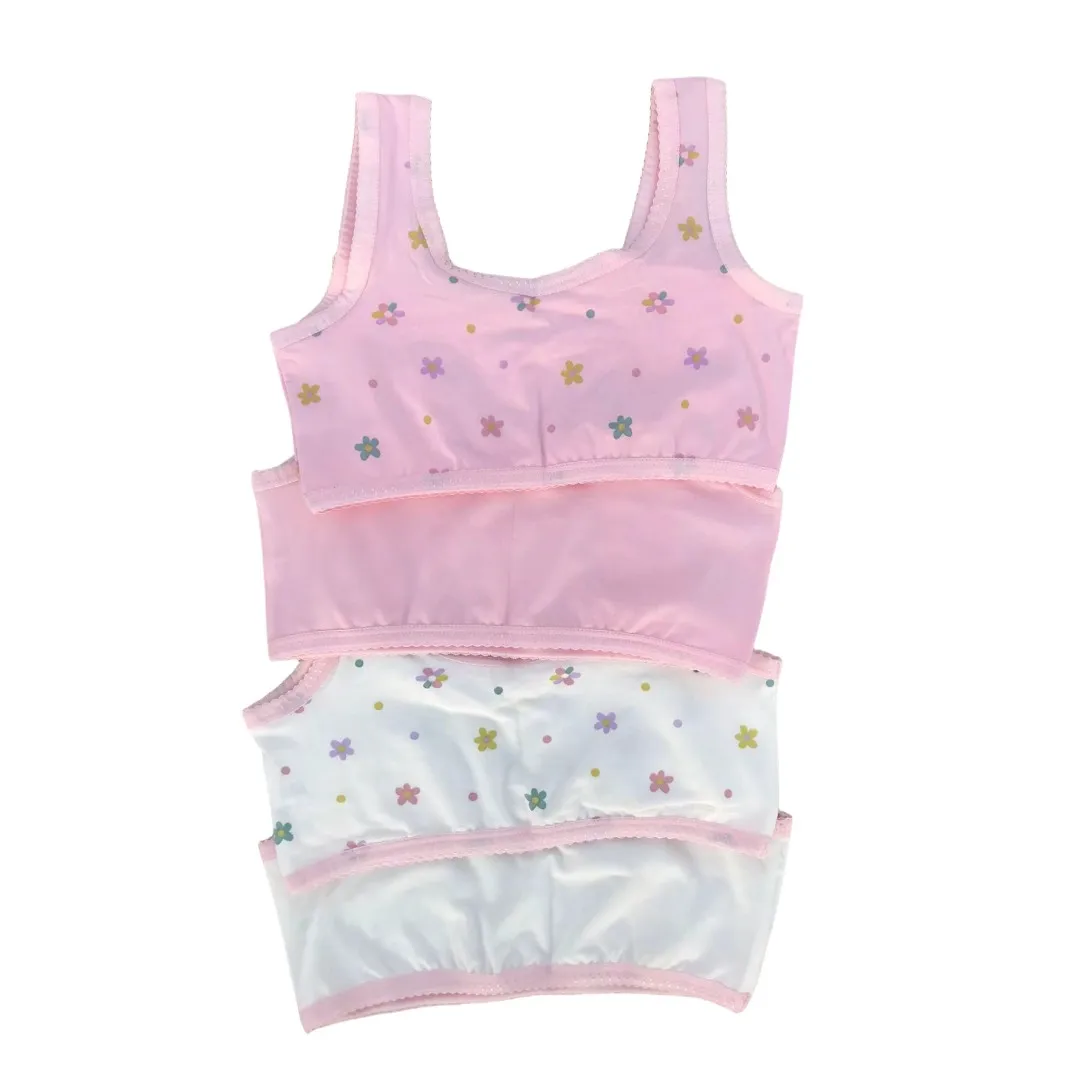 

Breathable Cotton Girls Growing Underwear Set Cute Print Top Bra Combo Kid's under Shirt for Sizes 130-160