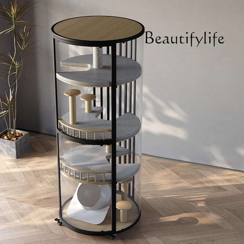 360 panoramic four floors can move the cat house Large cylindrical 90 diameter cat villa