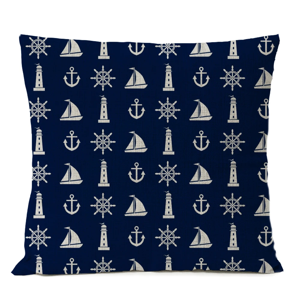 Blue Sea Pillow Cover Boat Anchor Pillowcase Home Boho Decor Cushions Home Decor Luxury Designer Office Chairs 40x40 45x45 50x50