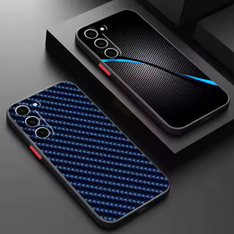 Carbon fiber art pattern For Samsung Galaxy S25 S24 S23 S22 S21 S20 S10 S9 Ultra Plus FE 5G Frosted Translucent Phone Case