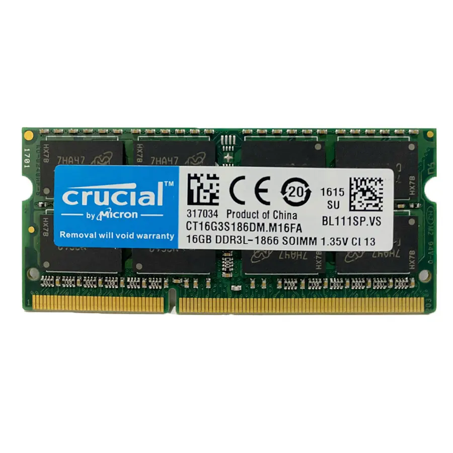 Imagem -04 - Sodimm 1.35v 1.5v Notebook Memória Ram Crucial-ddr3 e Ddr3l 16gb 1600mhz 1866mhz Pc312800 Pc3-14900