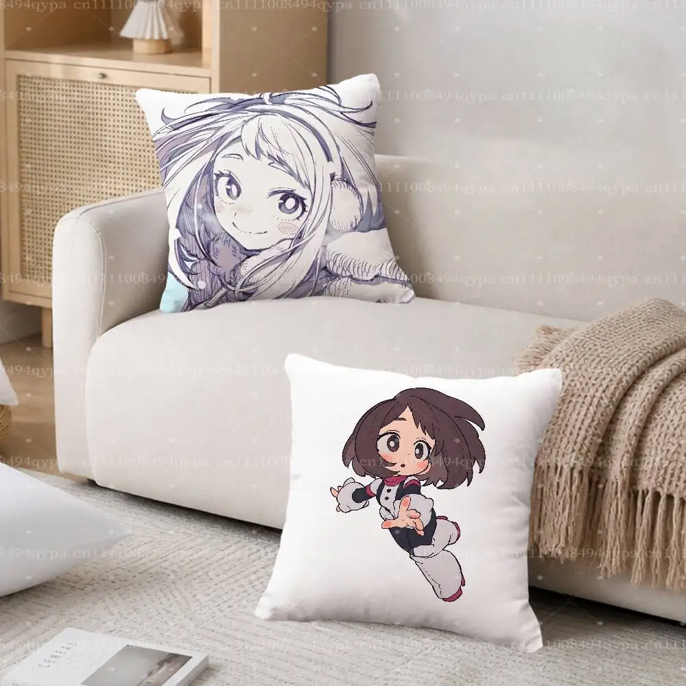 Ochaco Uraraka M-My Hero A-Academia Pillowcase With Zipper Throw Pillow Cover Shams Cushion Covers for Bed Living Room Couch