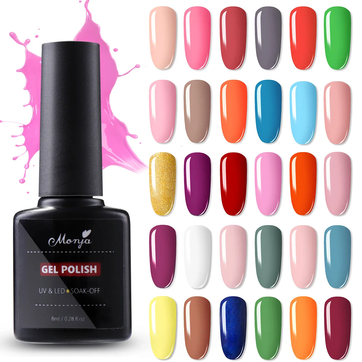 

8ML/0.28 fl oz Nail Gel Polish Nail Supplies Semi No Wipe Top Coat Colorful Gel Nail Polish Permanent Soak Off UV LED Nail Gel #