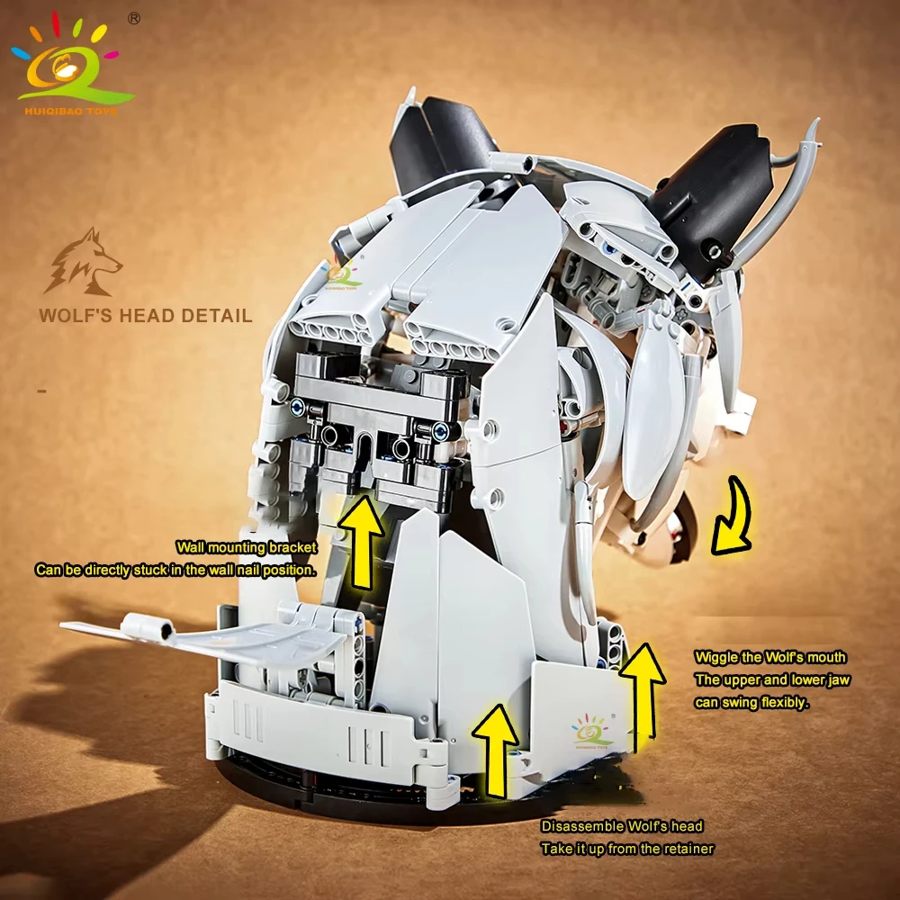 Hot selling 1000+pcs Wolf Deer Eagle Head Model Building Blocks Assembly Set Wall Decoration Wall Sculpture Home Decoration Toys