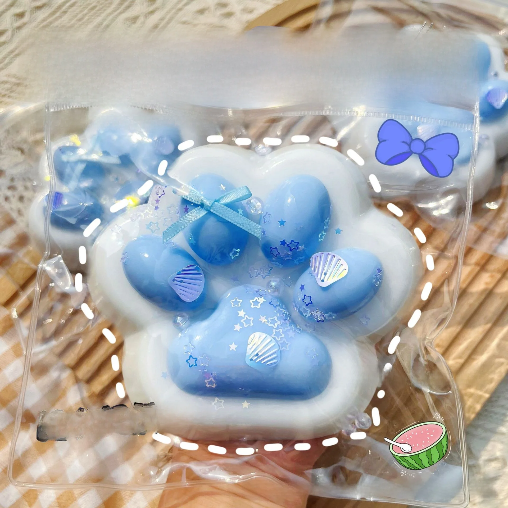 Taba Squshy Kawaii 12cm Thickened Large Flocked Coconut Paste Fried Cat's Claw Pink Feet Squeeze Fidget Kids Toy Holiday Gift