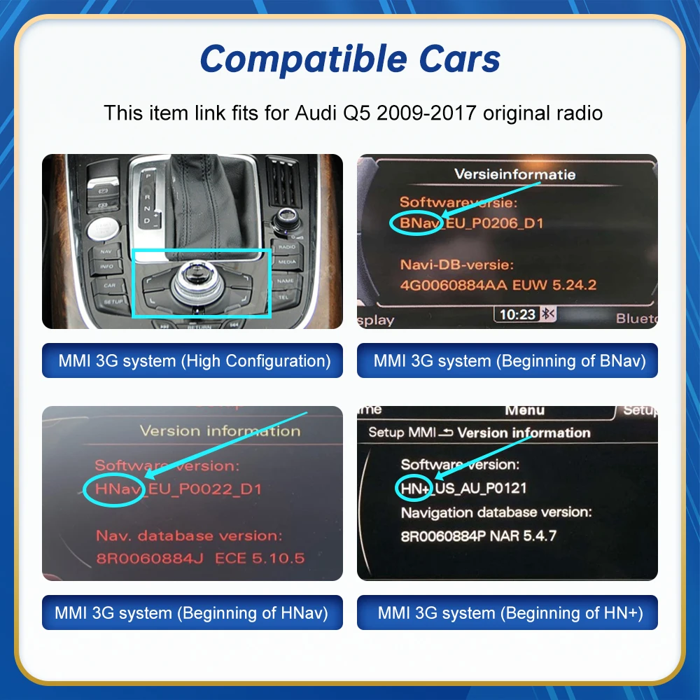 Road Top Wireless Android Auto For Audi Car Q5 B8 A4 A5 2009-2015 Carplay Interface Mirror Link Air Play