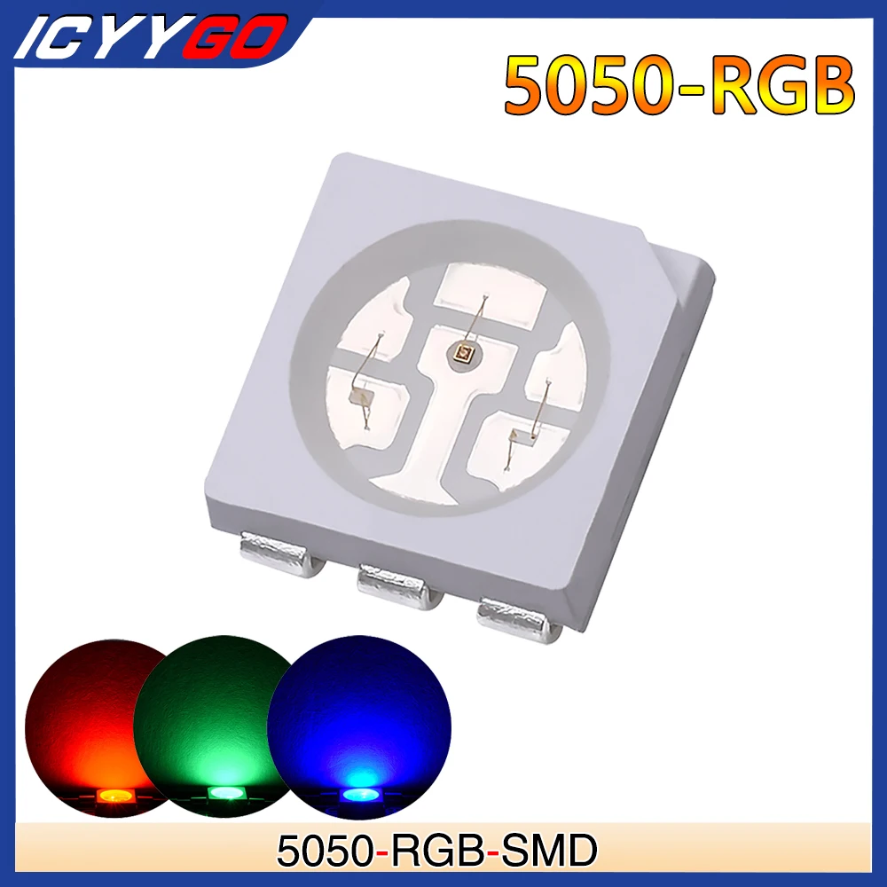 

100 шт. 5050 RGB SMD/SMT светодиодный чип PLCC-6 3-чипы супер яркий свет лампы печатная плата высокое качество SMD светодиод ICYYGO