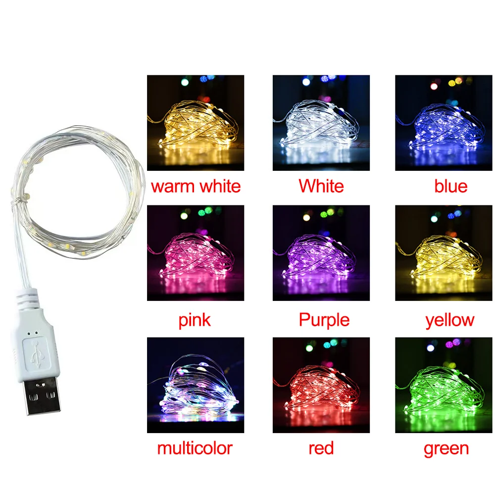 USB Led Copper Wire String Lights Waterproof Garland DIY Fairy Lights Christmas Birthda Wedding Party Garden Decoration Lamp