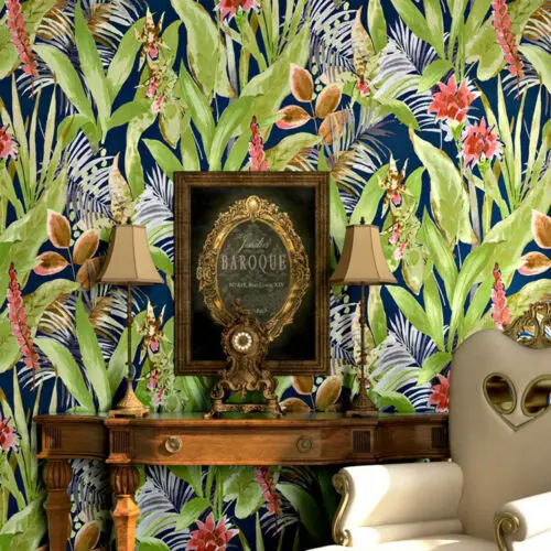 10m Tropical Floral Wallpaper Living Room Bedroom Leaves Wall Paper Pure Paper