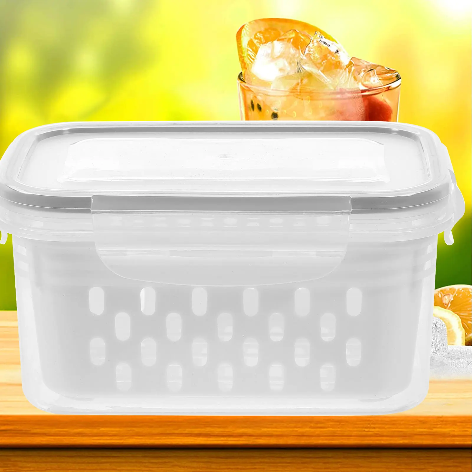 

3pcs Fresh Keeping Box Set Pp5 Silicone Airtight Food Containers Fridge Storage Vegetable Fruit Draining Container Reusable