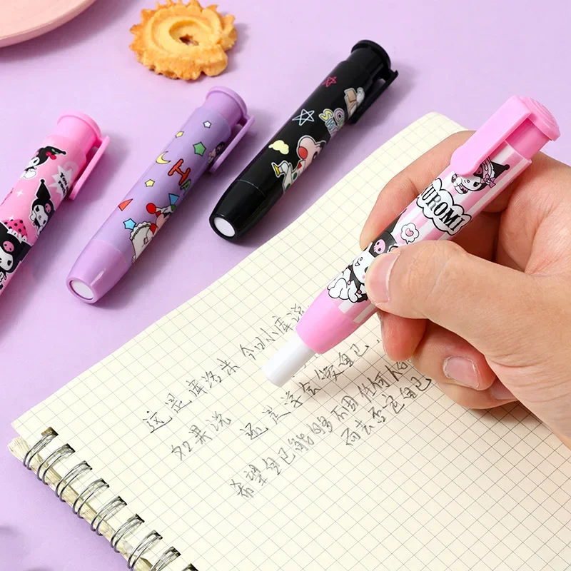 Imagem -03 - Sanrio Cartoon Press The Eraser Kuromi Estudante Papelaria Suprimentos Escola Primária Infantil Material Escolar Presentes 12 Pcs 24 Pcs