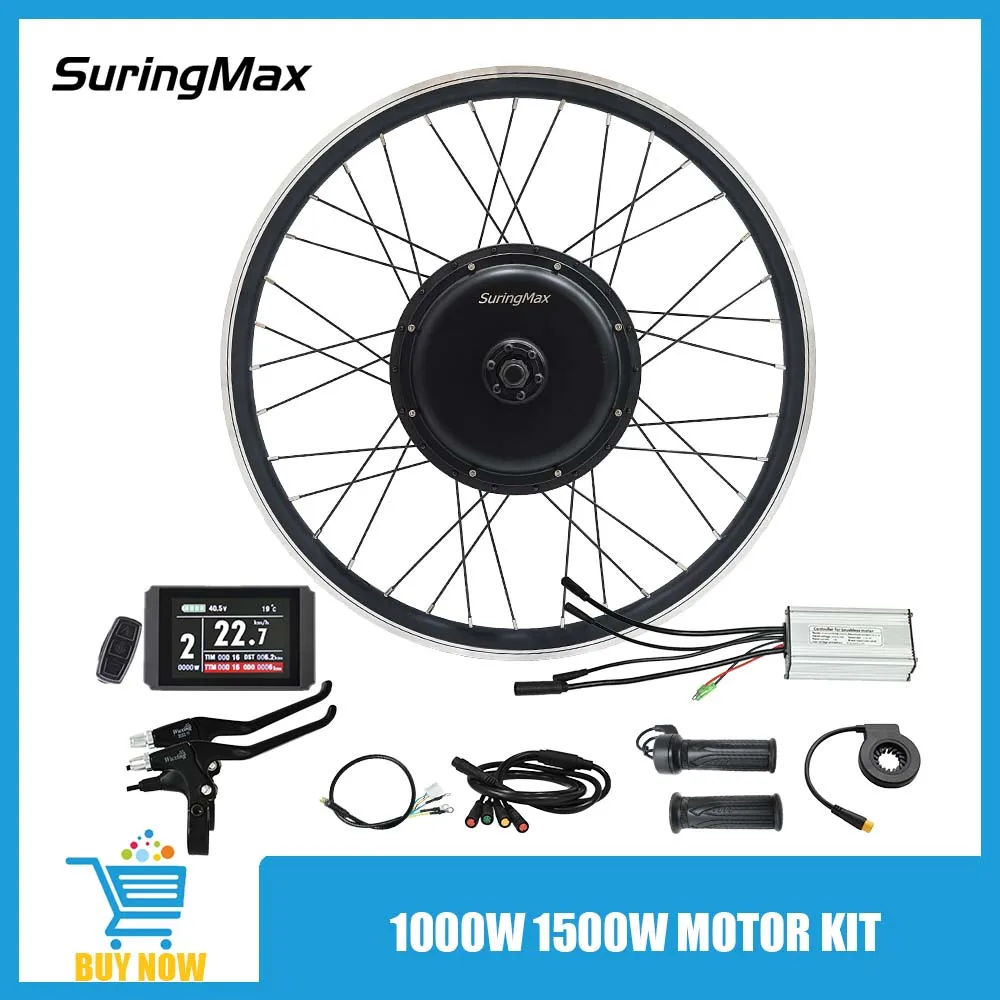 Electric Bike Rear Conversion Parts, E-bike Motor Kit, 48V, 1000W, 135mm, 30H Magnets, KT Controller for E Bicycle, Suringmax