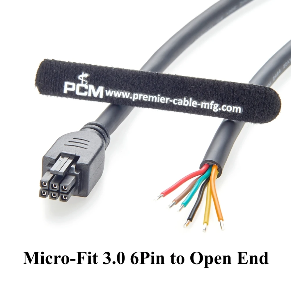 สายเคเบิลแบบเปิดปลาย รองรับ Molex 430250600 6 ขา Micro-Fit 3.0 ตัวเมีย แบบสองแถว 6 วงจร สำหรับส่งสัญญาณและจ่ายไฟ