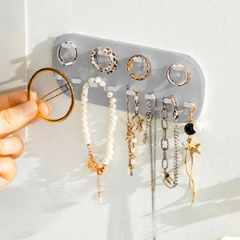 Multifunctional Jewelry Storage Rack Hook Wall Mounted Ring Earring Necklace Women Display Rack Key Chain Watch Storage Racks