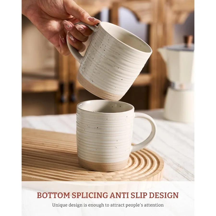 Conjunto de 6 canecas de café cerâmicas com alça, capacidade de 13 onças para café, chá, cacau, leite, série constelação em bege, ideal para casa