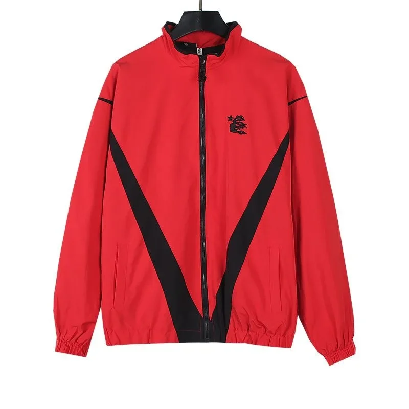 HEHellstar New Logo Five-Pointed Star Embroidery Couple Jacket Trench Coat Trendy Pants Set Unisex Men Women
