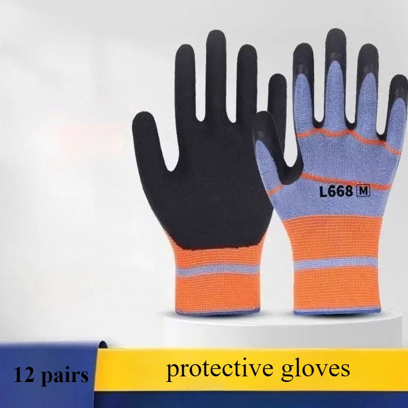 

Work Safety Durable Work Site Gloves with High Elasticity Breathability Anti-slip Protective and Safety Features Holiday Gifts