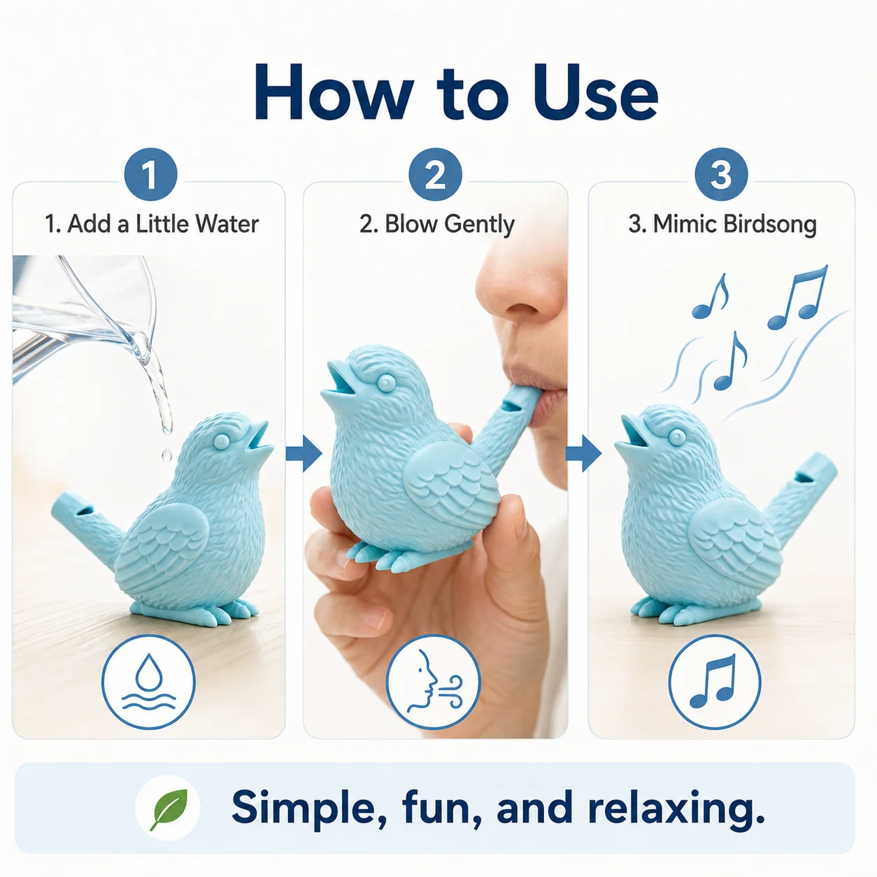 1 x 3D-Printed Bird Whistle – Water-Filled Musical Instrument / Decorative Toy / Gift / Home Decor